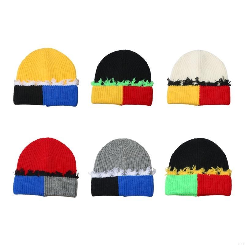 Beanie Cuffed Knit - 韓国語バージョンカラーマッチングニットカフスビーニー暖かい防風ニット帽子人格冬のギフト男性女性