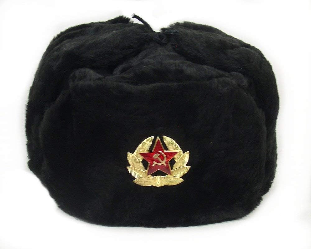 Winter Trapper Hat - ロシア帽子ソビエト軍軍事バッジ男性女性ロシアウシャンカ帽子フェイクファー耳当てスノーキャップトラッパーハット