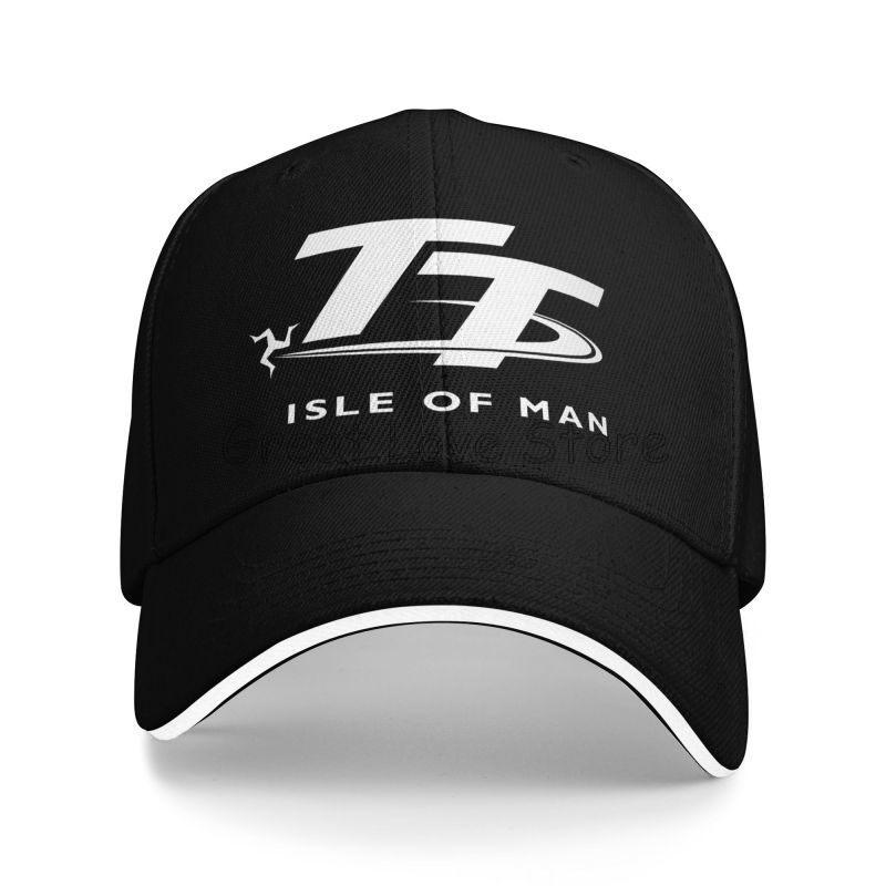 Golf Cap Dad - マン島TTレース バイクプリント ベースボールキャップ ヴィンテージ サンドイッチ バケットキャップ