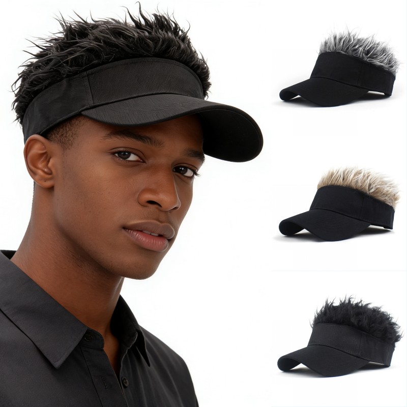 Visor Sun Hat - 男性女性合成スパイクウィッグヘアゴルフ野球帽偽毛抗 UV サンハットスポーツランニングサンシェードバイザーヒップホップ帽子