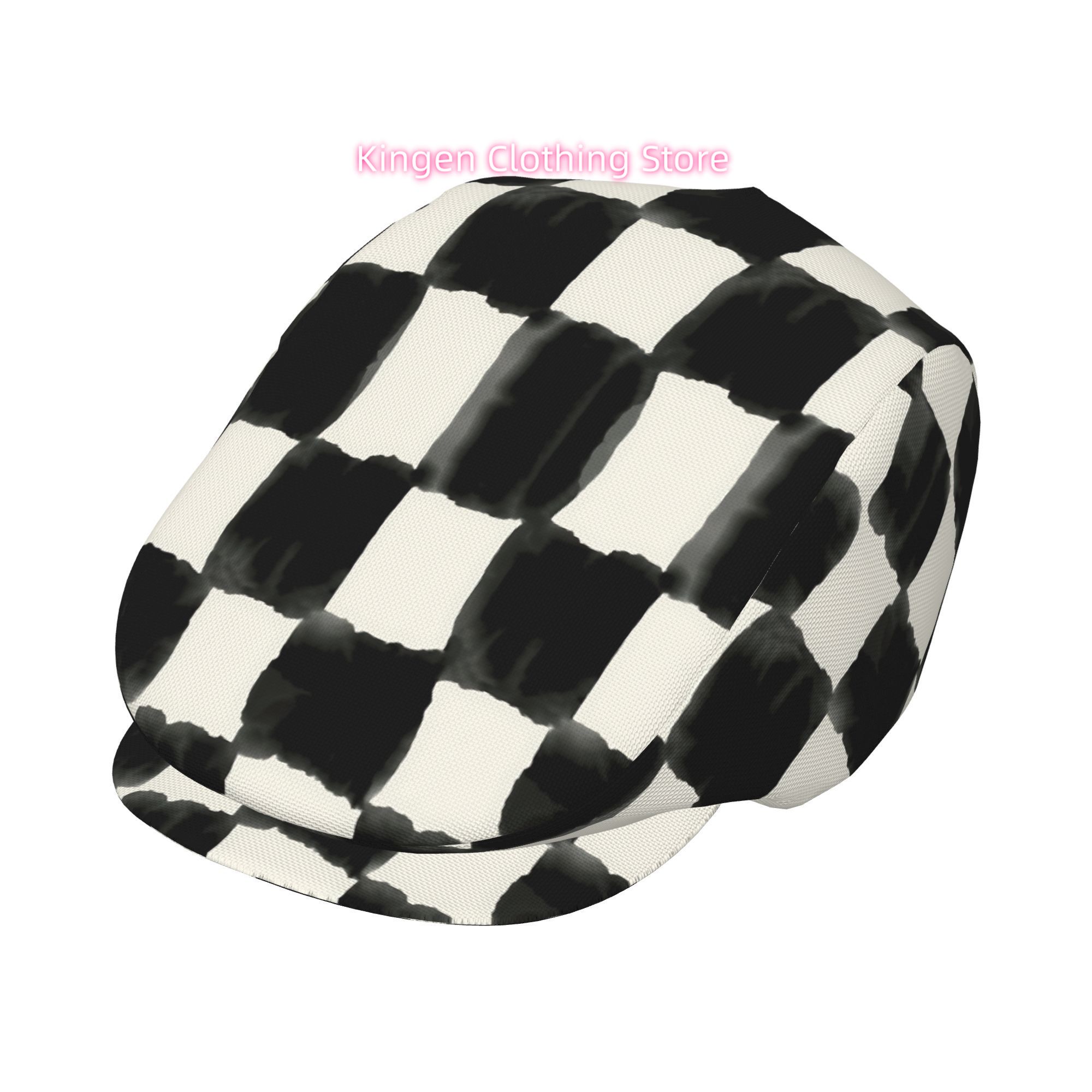 Newsboy Cap Ivy - インクチェスボード柄男女兼用調節可能フラットキャップ、ニュースボーイベレー帽、アイビーキャップ、アイリッシュキャビーハット、フィッシングハット、フォワードキャップ、ギャツビーキャップ