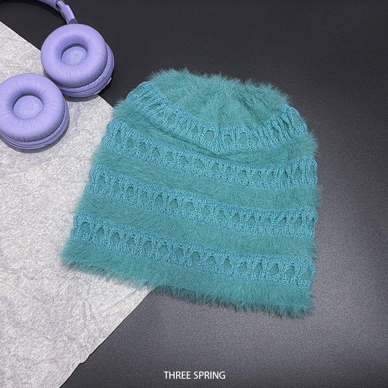新しい韓国スタイルのキャンディーカラーのふわふわニットビーニ - Beanie Cuffed Knit のレビューと価格