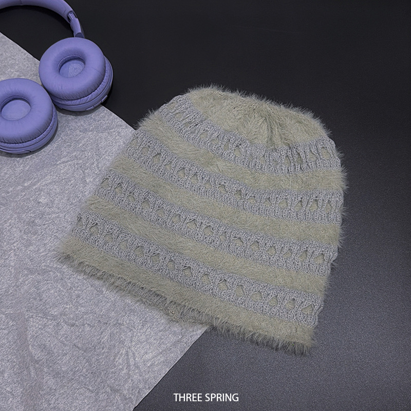 新しい韓国スタイルのキャンディーカラーのふわふわニットビーニ - Beanie Cuffed Knit のレビューと価格