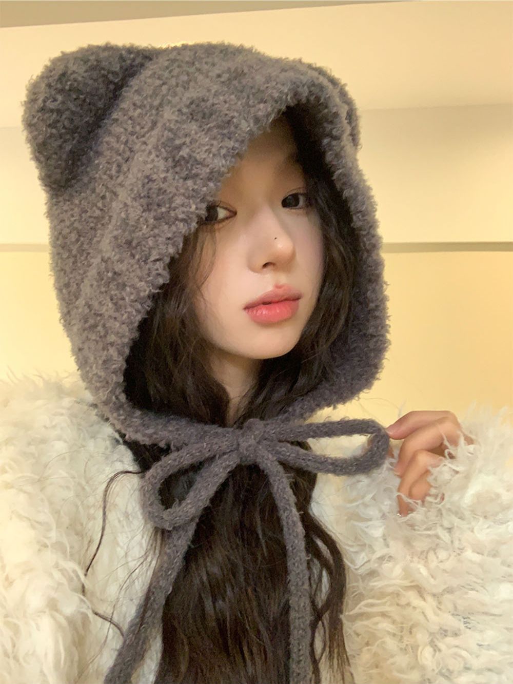 新しいラムヘア冬原宿 y2k ビーニーニット帽子女性レースア - Winter Trapper Hat のレビューと価格