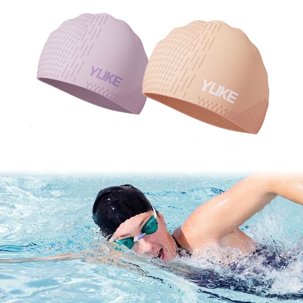 ソリッドカラーの水泳帽子弾性軽量シリコン水泳キャップロングヘ - Swim Hat Silicone のレビューと価格