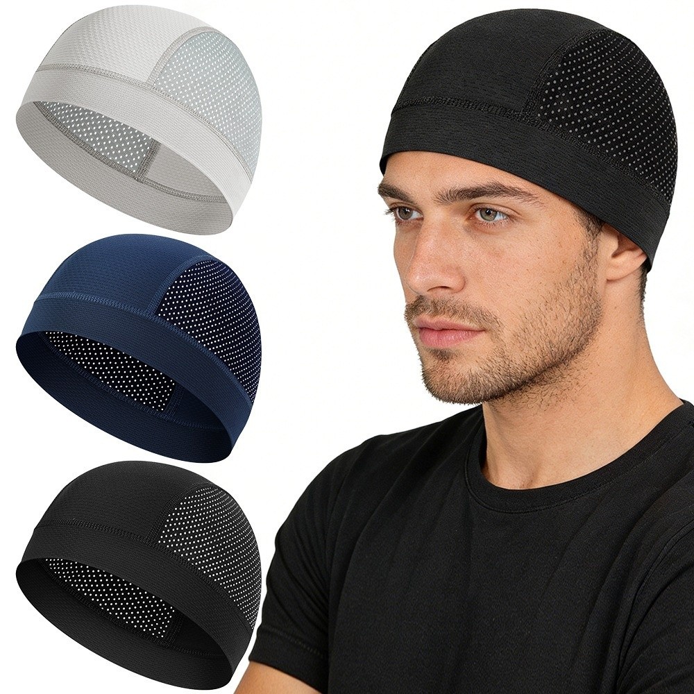 カジュアルな薄手メッシュスカルビーニーキャップ、日焼け防止、 - Skull Cap Helmet Liner のレビューと価格