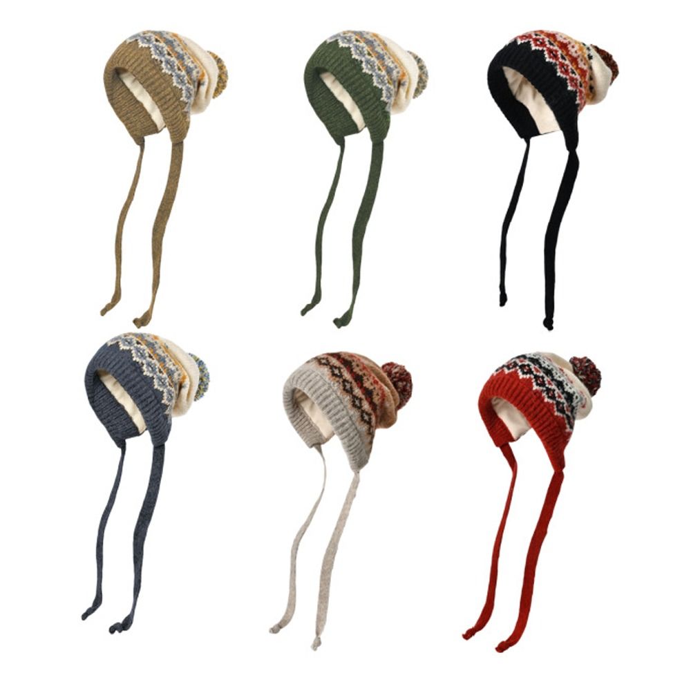 ファッションポンポン暖かい帽子防風ニットビーニーキャップ防寒 - Winter Trapper Hat のレビューと価格