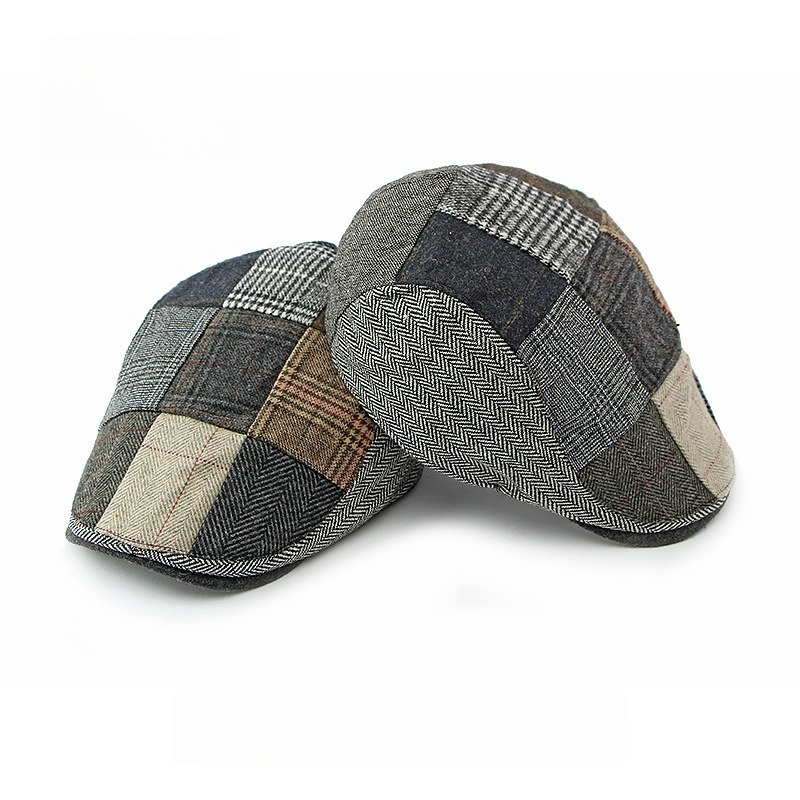 1pc メンズ パッチワーク ツイード フラットキャップ ヴ - Newsboy Cap Ivy のレビューと価格