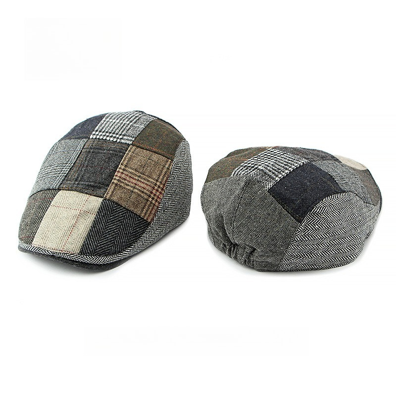 1pc メンズ パッチワーク ツイード フラットキャップ ヴ - Newsboy Cap Ivy のレビューと価格