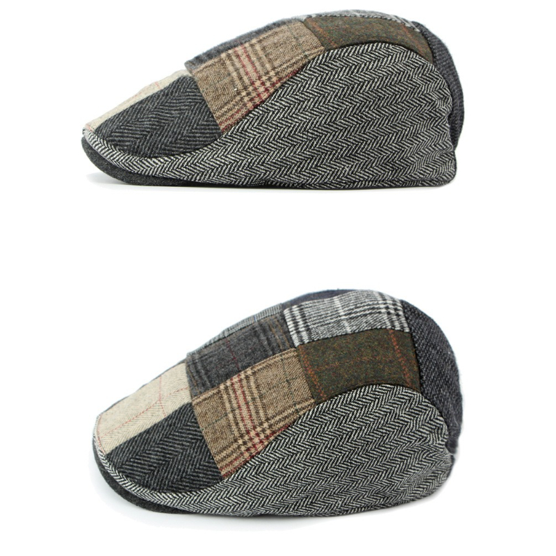 1pc メンズ パッチワーク ツイード フラットキャップ ヴ - Newsboy Cap Ivy のレビューと価格