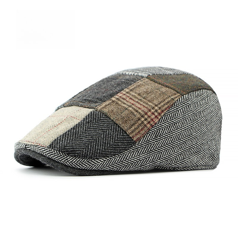 1pc メンズ パッチワーク ツイード フラットキャップ ヴ - Newsboy Cap Ivy のレビューと価格