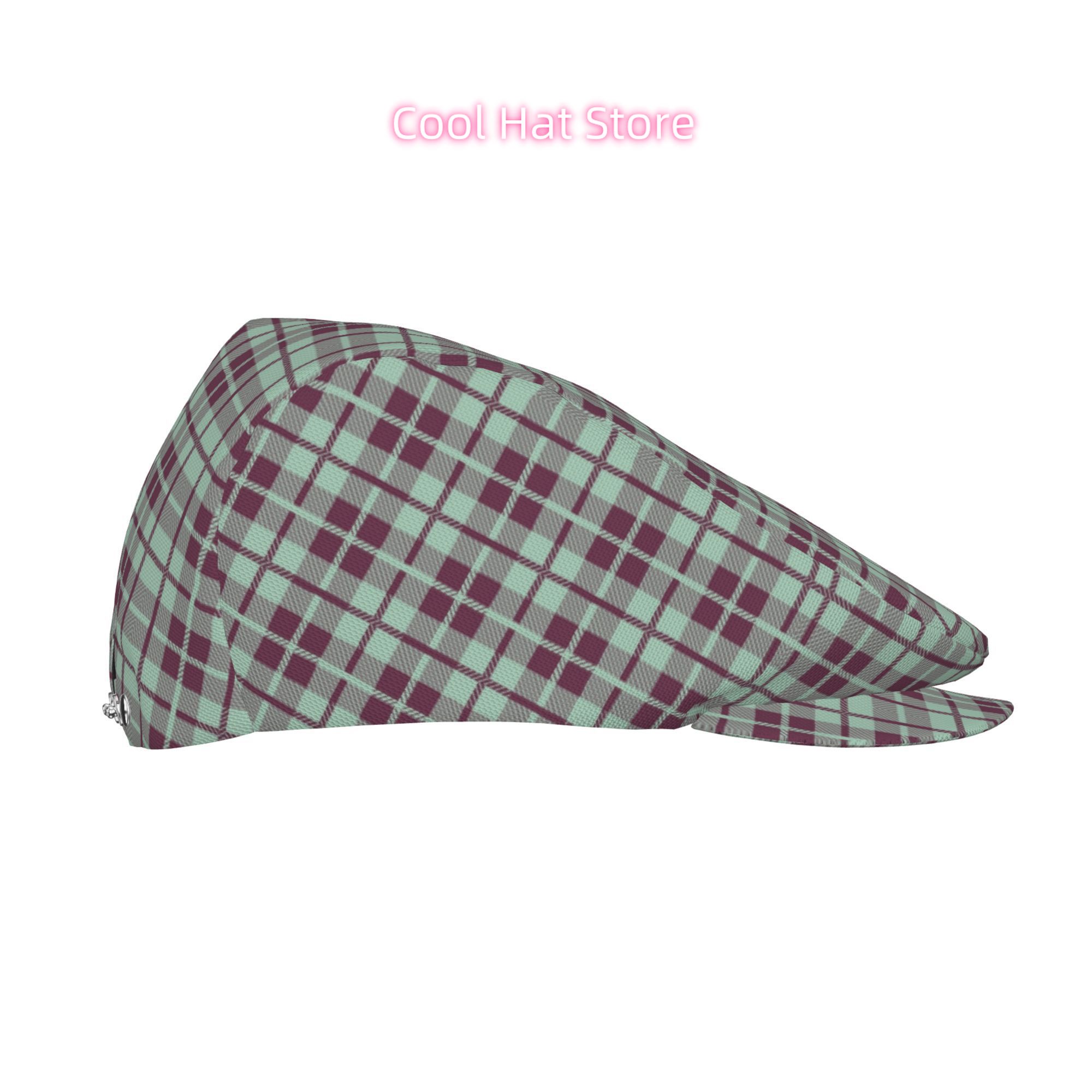 ミントとバーガンディの格子柄メンズ＆レディースフラットトップ - Newsboy Cap Ivy のレビューと価格