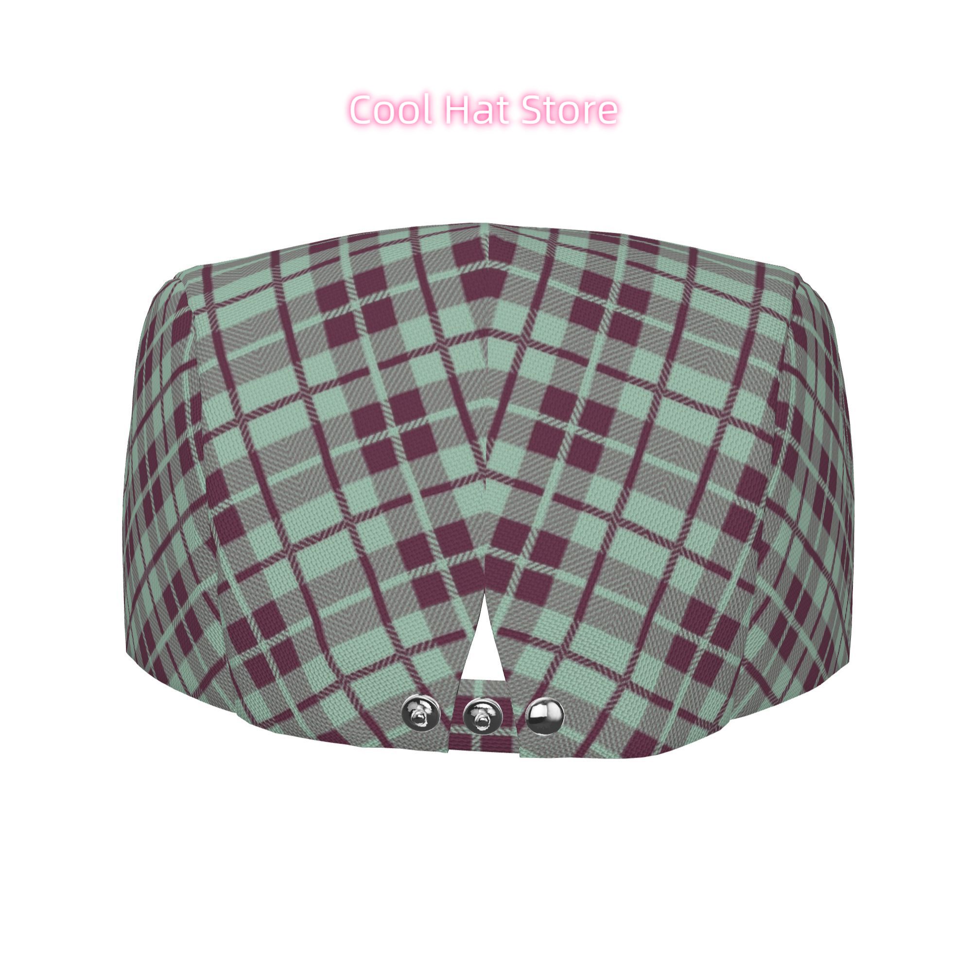 ミントとバーガンディの格子柄メンズ＆レディースフラットトップ - Newsboy Cap Ivy のレビューと価格