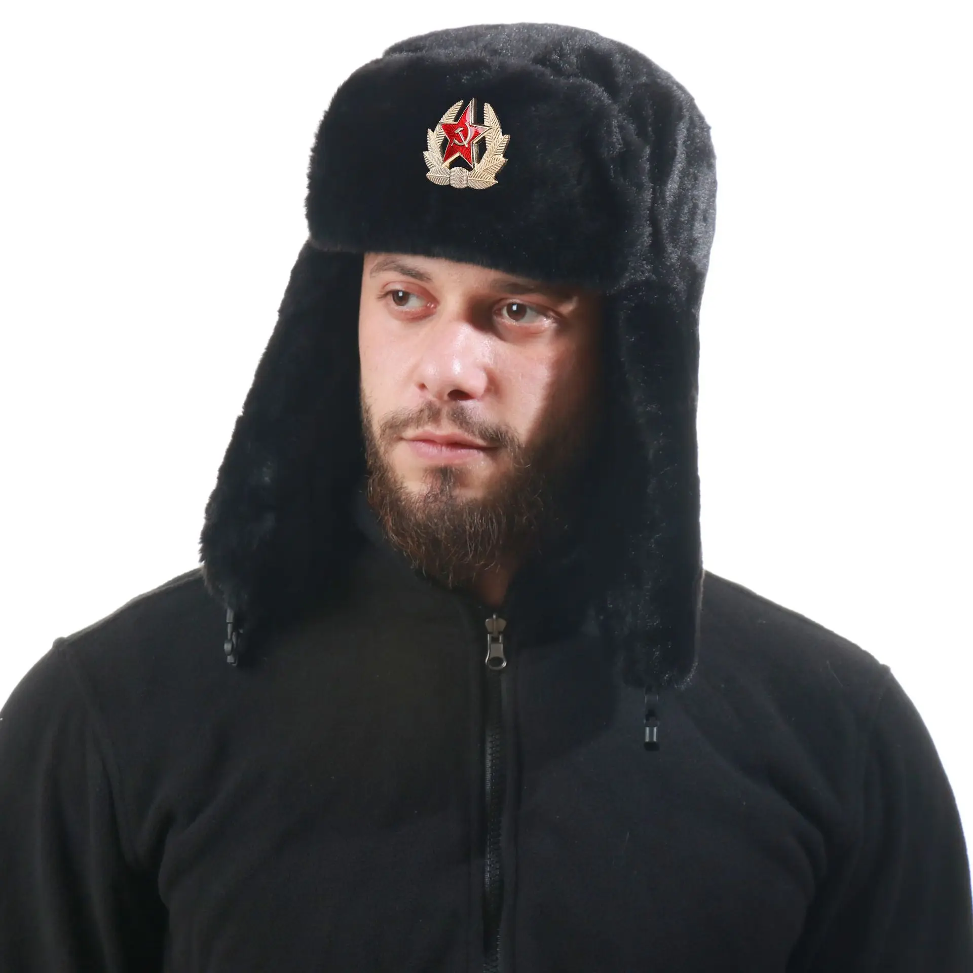 ソビエトバッジ付きウシャンカ帽子 男女兼用 ボンバーハット  - Winter Trapper Hat のレビューと価格